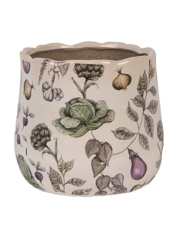 Clayre & Eef Bloempot beige/groen - (H)16 x Ø 18 cm