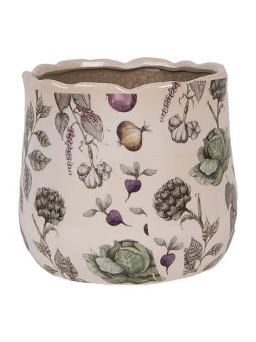 Clayre & Eef Blumentopf in Beige/ Grün - (H)16 x Ø 18 cm