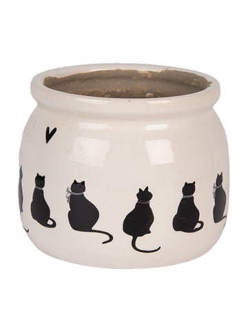 Clayre & Eef Bloempot beige/zwart - (H)10 x Ø 12 cm