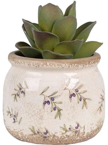 Clayre & Eef Blumentopf in Beige/ Lila - (H)10 x Ø 12 cm