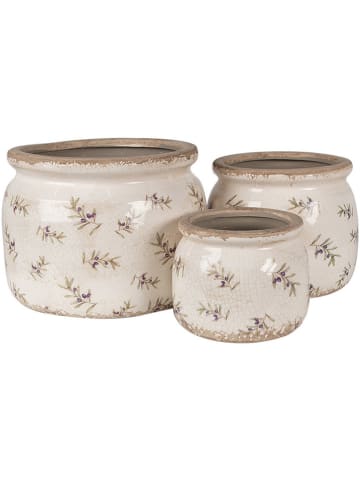 Clayre & Eef Blumentopf in Beige/ Lila - (H)10 x Ø 12 cm