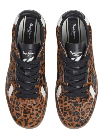 Pepe Jeans FOOTWEAR Leren sneakers "Ball" zwart/bruin