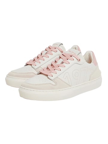 Pepe Jeans FOOTWEAR Leren sneakers "Camden Rise" wit/lichtroze