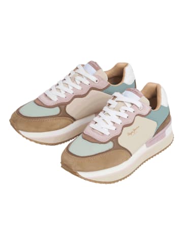 Pepe Jeans FOOTWEAR Sneakersy "Rusper" w kolorze beżowo-zielono-jasnoróżowym