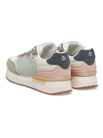Pepe Jeans FOOTWEAR Skórzane sneakersy "Rusper" w kolorze kremowo-zielonym