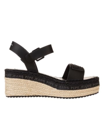Pepe Jeans FOOTWEAR Sandały w kolorze czarnym na koturnie