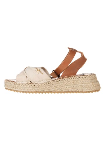 Pepe Jeans FOOTWEAR Leder-Keilsandaletten in Hellbraun/ Beige