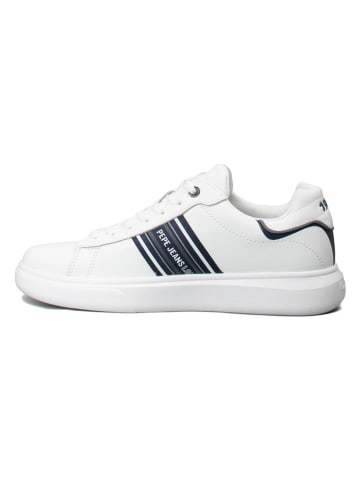 Pepe Jeans FOOTWEAR Skórzane sneakersy "Eaton" w kolorze biało-granatowym