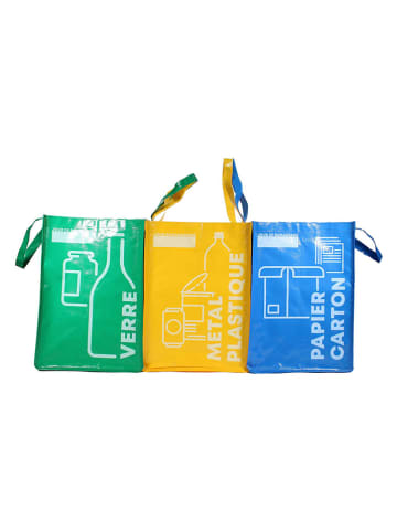 ALL FOR MY KITCHEN 3er-Set: Mülltrennsäcke in Grün/ Gelb/ Blau - (B)28,5 x (H)40,3 x (T)27,5 cm