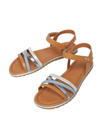 s.Oliver Sandalen in Hellbraun/ Hellblau/ Silber