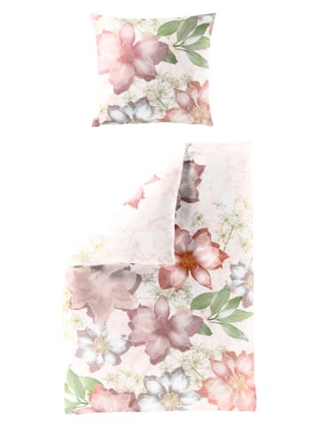 Bierbaum Satin-Bettwäsche-Set in Creme/ Rosa