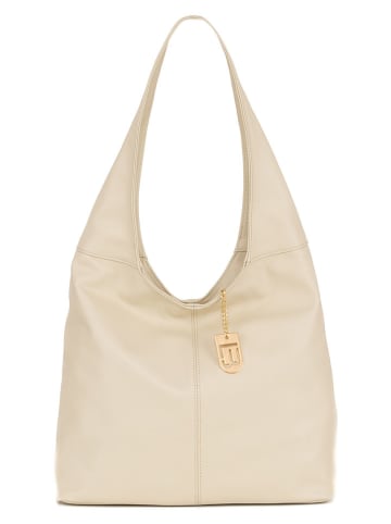 Lucca Baldi Leder-Schultertasche "Barga" in Creme - (B)33 x (H)32 x (T)16 cm