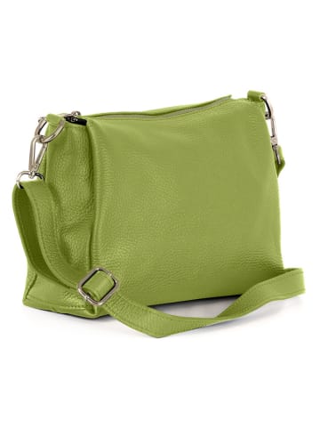 Lucca Baldi Leder-Umhängetasche "Melfi" in Grün - (B)26 x (H)19 x (T)9 cm