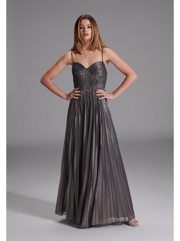 HEY KYLA Plisseekleid in Schwarz/ Silber