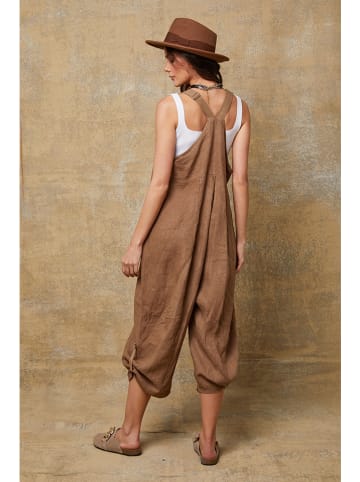 La Compagnie Du Lin Lniane ogrodniczki "Bridget" w kolorze jasnobrązowym