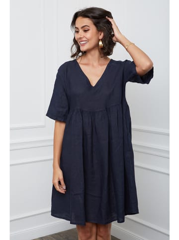 Fleur de Lin Leinen-Kleid "Etsy" in Dunkelblau