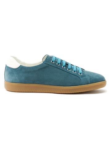 British Passport Leder-Sneakers in Türkis