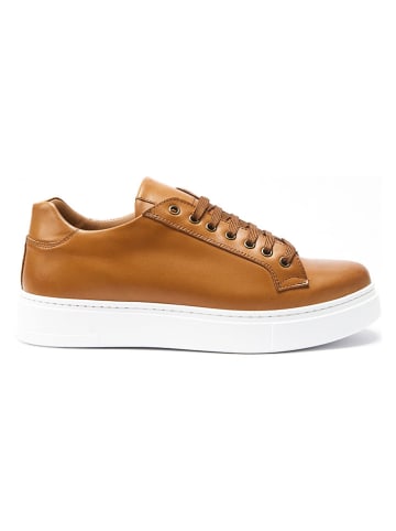 British Passport Leder-Sneakers in Hellbraun