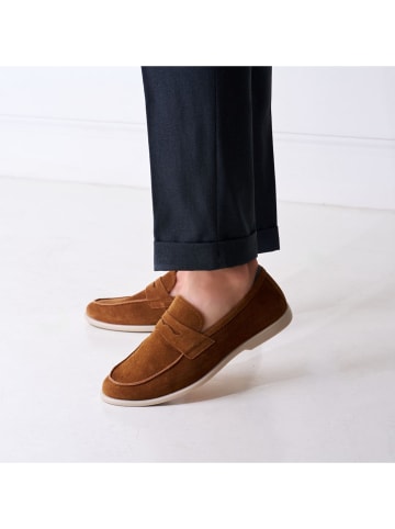British Passport Leren mocassins "Penny" lichtbruin