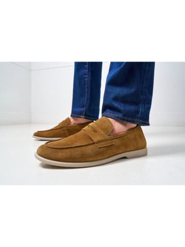 British Passport Leren mocassins "Penny" okergeel