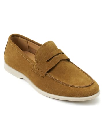 British Passport Leren mocassins "Penny" okergeel