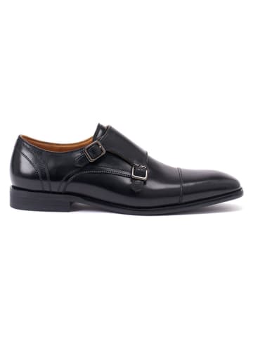British Passport Leren monkstraps zwart