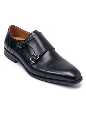 British Passport Leder-Monkstraps in Schwarz