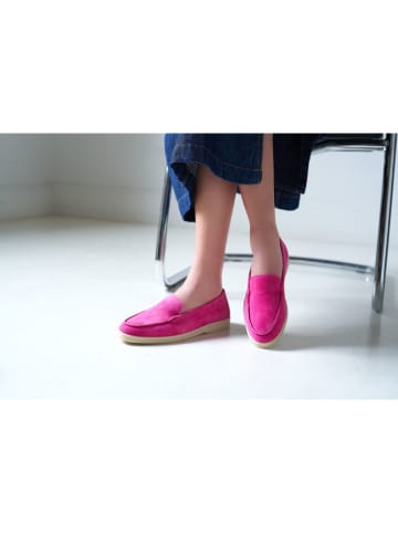 British Passport Leder-Mokassins in Pink