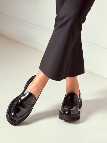 British Passport Leder-Mokassins "Penny" in Schwarz
