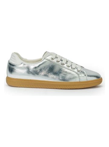 British Passport Leder-Sneakers in Silber