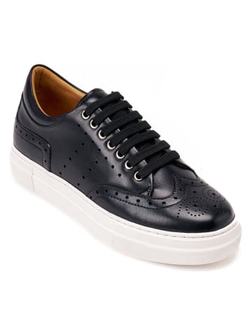 British Passport Leder-Sneakers in Schwarz