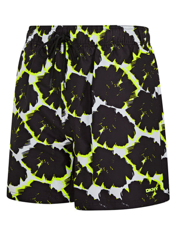 DKNY Badeshorts in Schwarz/ Gelb