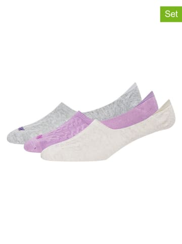 DKNY Skarpety-stopki (3 pary) w kolorze kremowo-fioletowo-szarym
