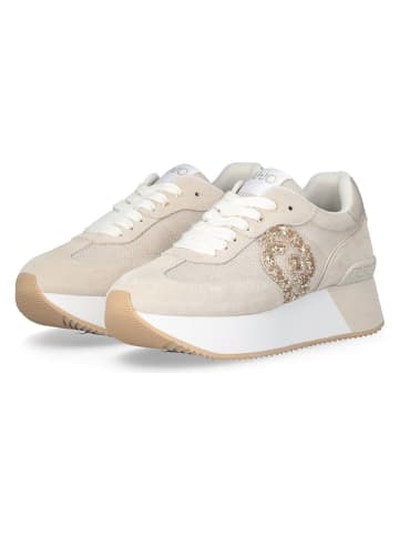 Liu Jo Skórzane sneakersy w kolorze beżowym