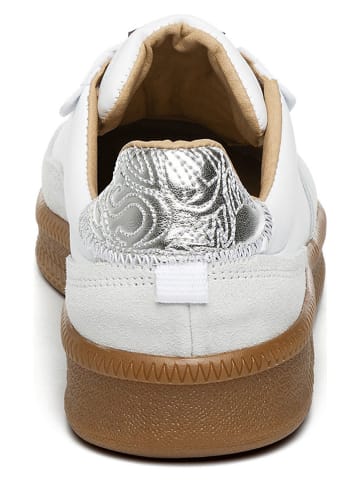 Steve Madden Leren sneakers wit/zilverkleurig