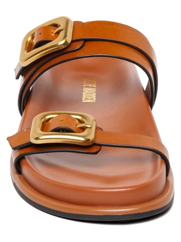 Steve Madden Leder-Pantoletten in Hellbraun