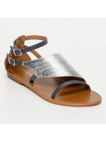 CALANK Leren sandalen donkerblauw/zilverkleurig