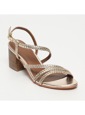 CALANK Leder-Sandaletten in Gold