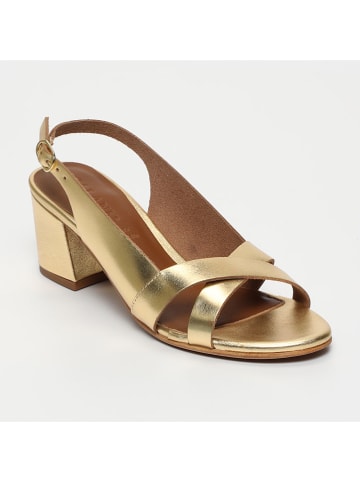 CALANK Leder-Sandaletten in Gold
