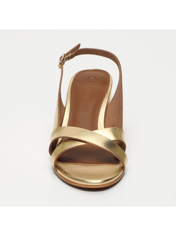 CALANK Leder-Sandaletten in Gold