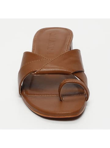 CALANK Leren slippers lichtbruin