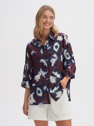 OPUS Blouse donkerblauw/rood/crème