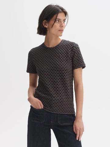 OPUS Shirt donkerblauw/lichtbruin