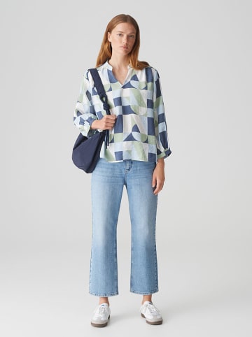 OPUS Bluse in Hellblau/ Dunkelblau/ Grün