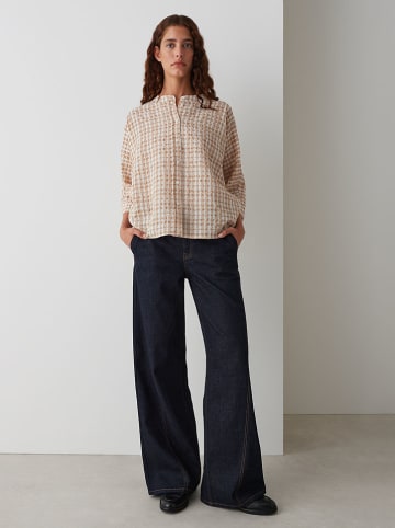 OPUS Blouse camel/wit