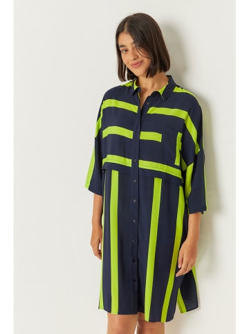 SKFK Kleid "Lisabe" in Dunkelblau/ Grün