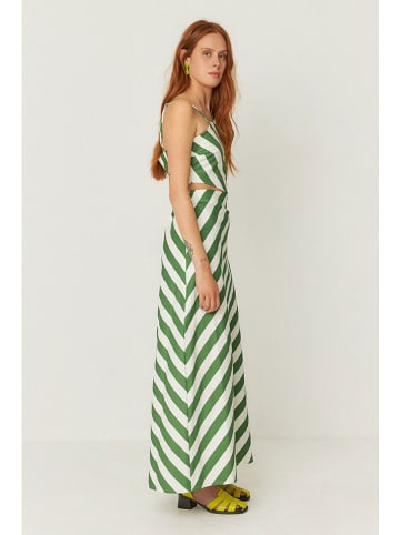 SKFK Kleid "Aura" in Grün/ Weiß