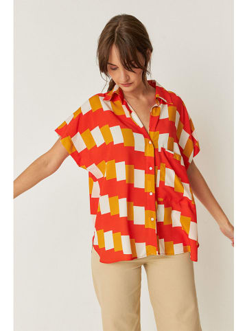 SKFK Bluse "Uma" in Rot/ Orange/ Weiß