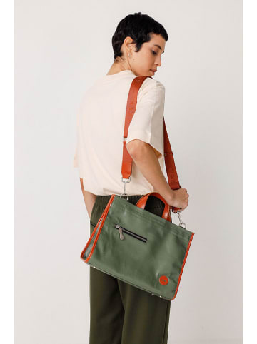 SKFK Henkeltasche "Busot" in Dunkelgrün/ Orange