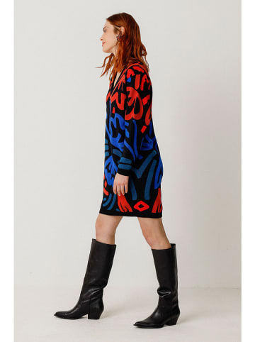 SKFK Gebreide jurk zwart/rood/blauw